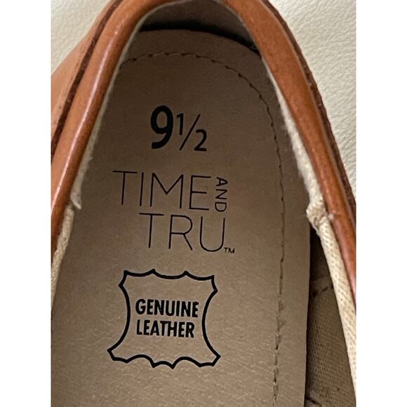 Women's Leather Brown Dress Shoes 9.5 Time & True Memory Foam - Picture 9 of 10